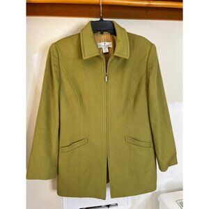 The Works Saks Fifth Avenue Olive Green Wool Zip Jacket Size 14